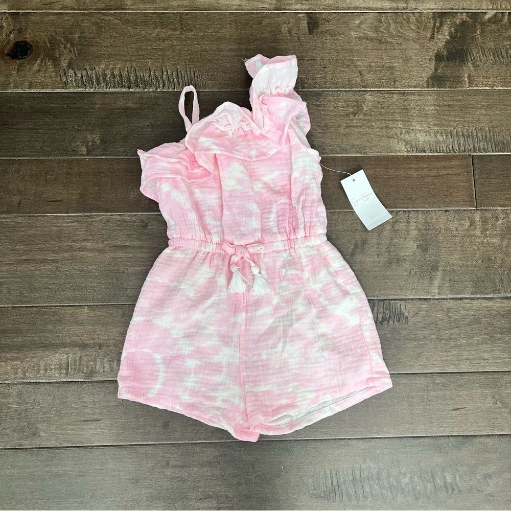 Jessica Simpson Romper Pink Onesie Shorts Set Pink Outfit One Shoulder 4T Ruffle